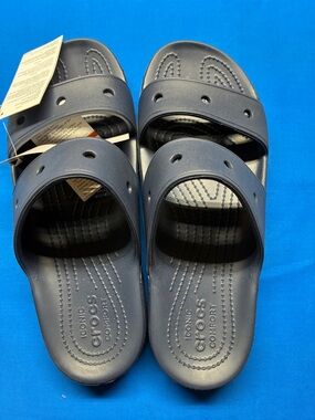 CROCS Double-Strap Slide Sandals in Navy Blue